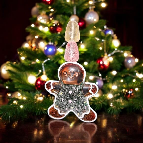 Gingerbread Girl Christmas Ornament Resin Candy Look Gumdrop Topper Holiday - Picture 1 of 2